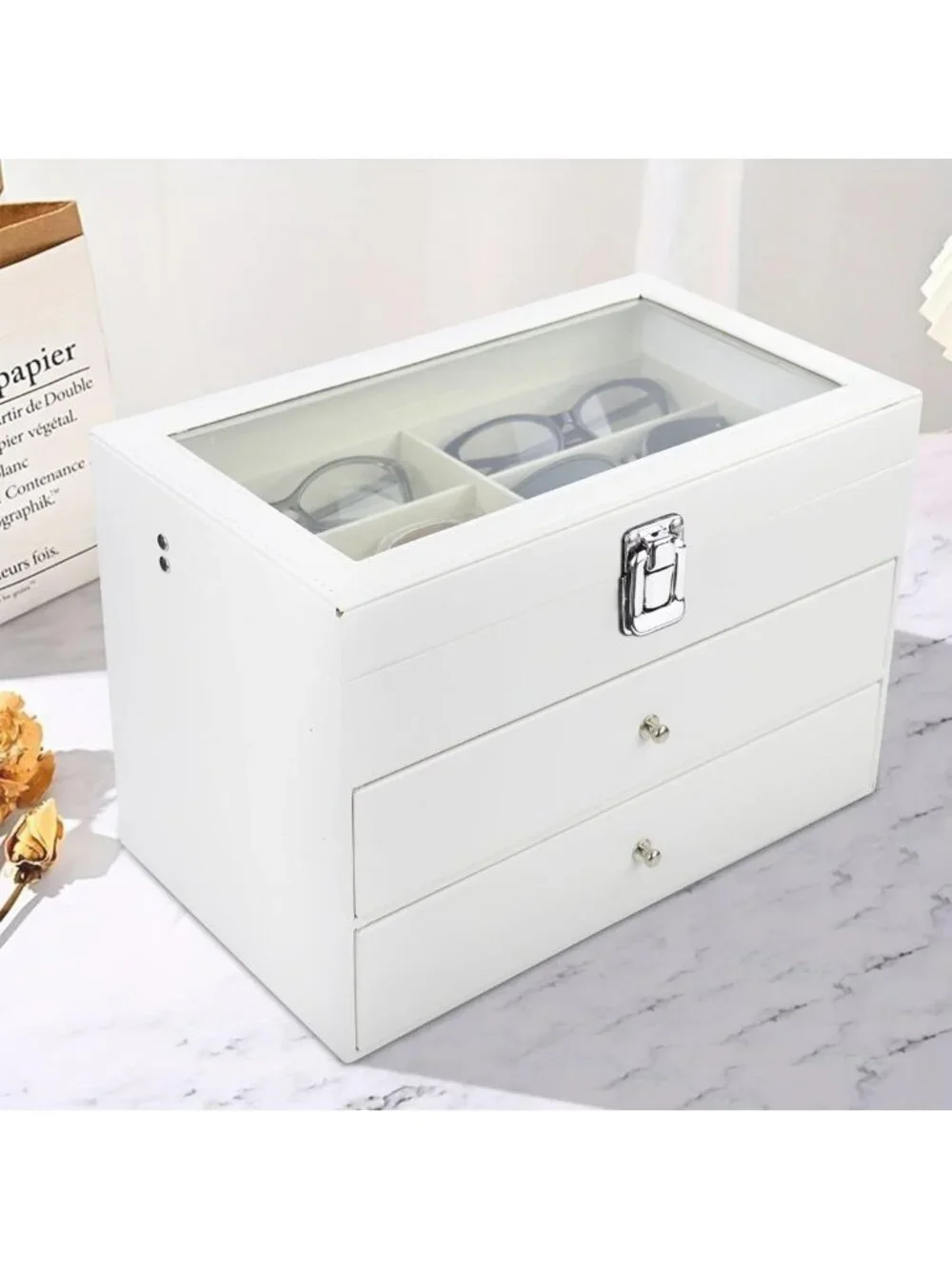 Sunglasses Organizer with 18/20 Slots - Stylish Eyeglasses Storage Case for Men